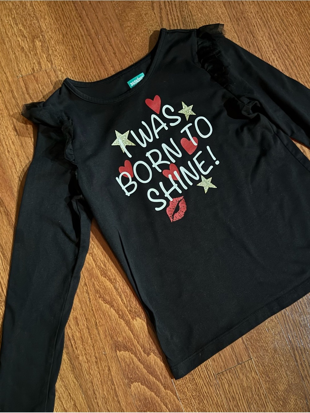 365 Kids Black 'Was Born to Shine' Long Sleeve Graphic Top - Picture 3 of 5